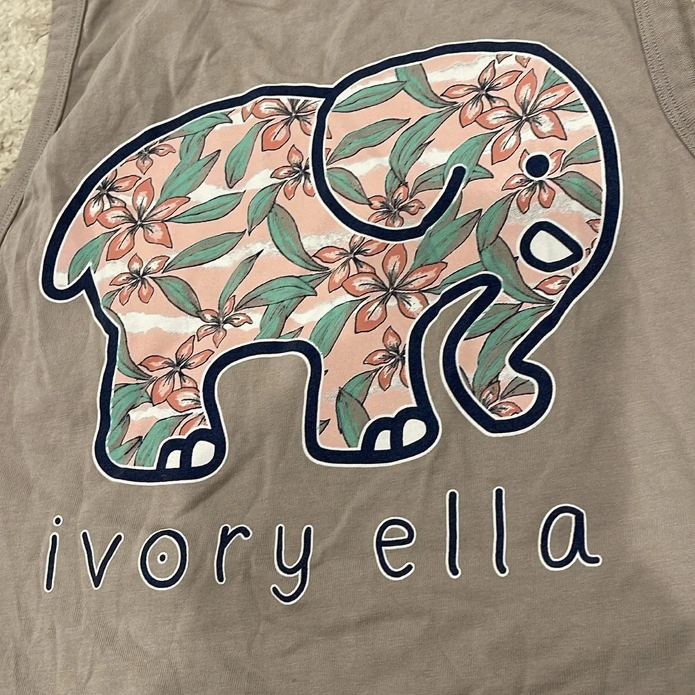 Ivory Ella Floral Elephant Tank in Tan Size Medium - Picture 1 of 5